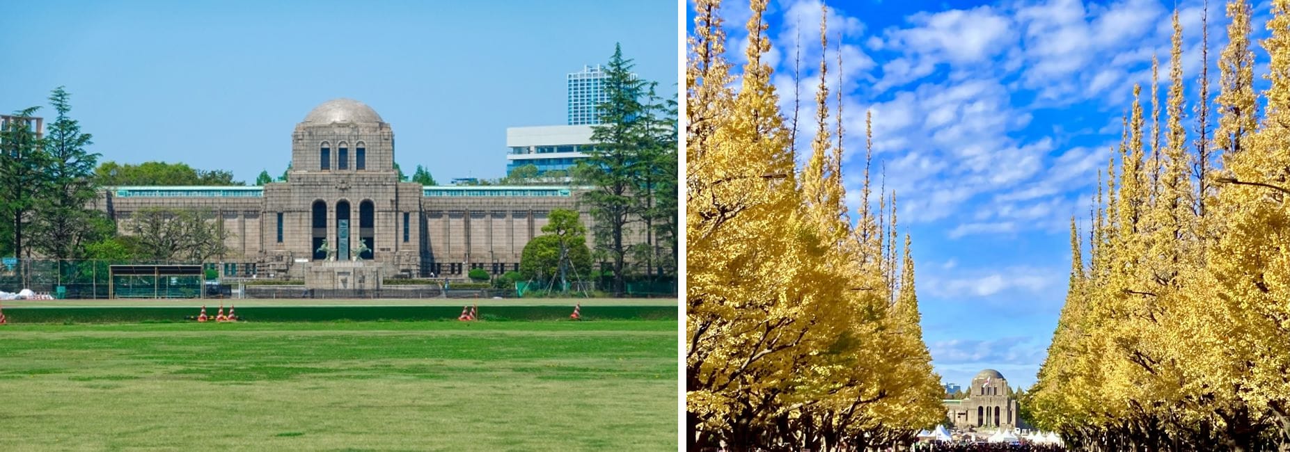 The Meiji Memorial Picture Gallery, and the ginkgo-lined avenue leading to it in autumn